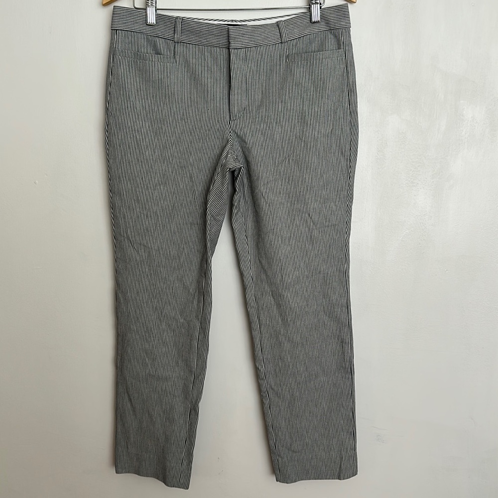 Banana Republic SLOAN- white striped work pants, ankle length